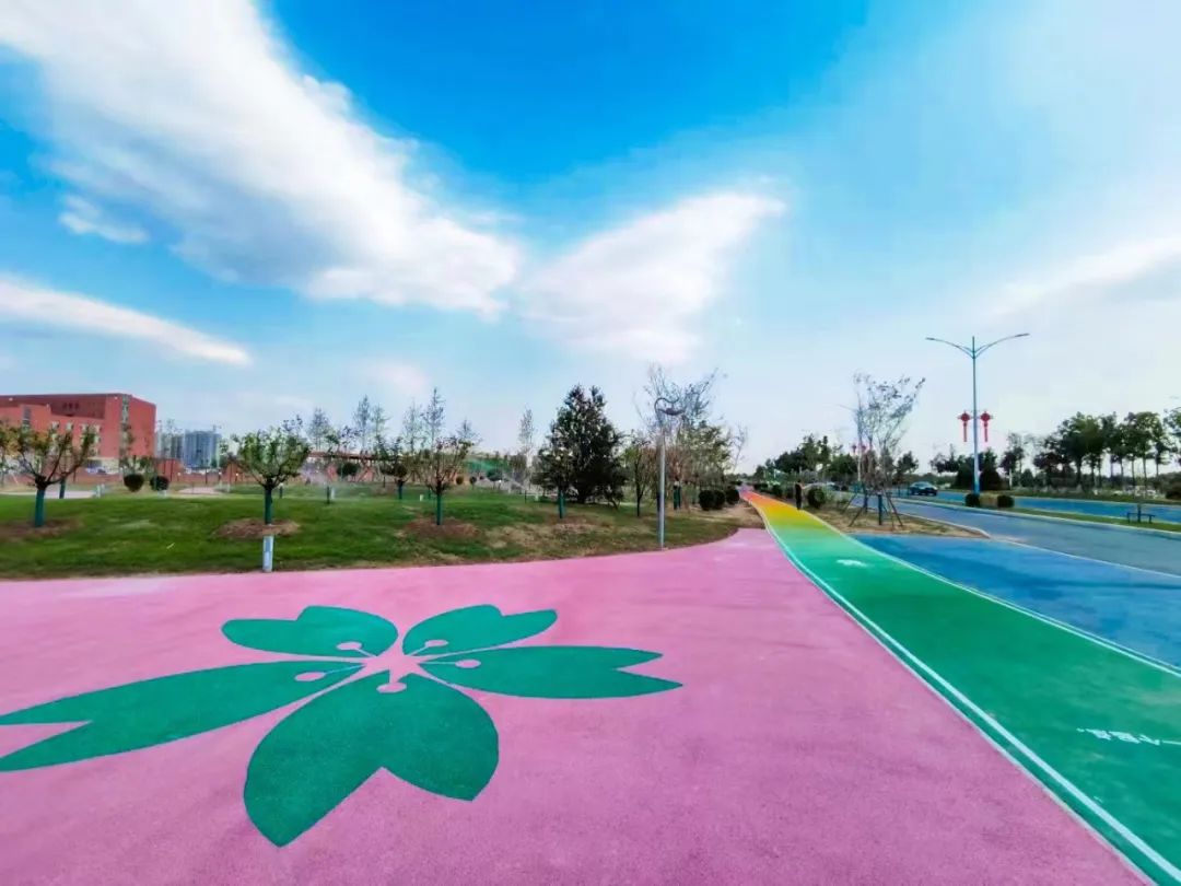 国内首条渐变色塑胶步道亮相保定清苑区体育公园