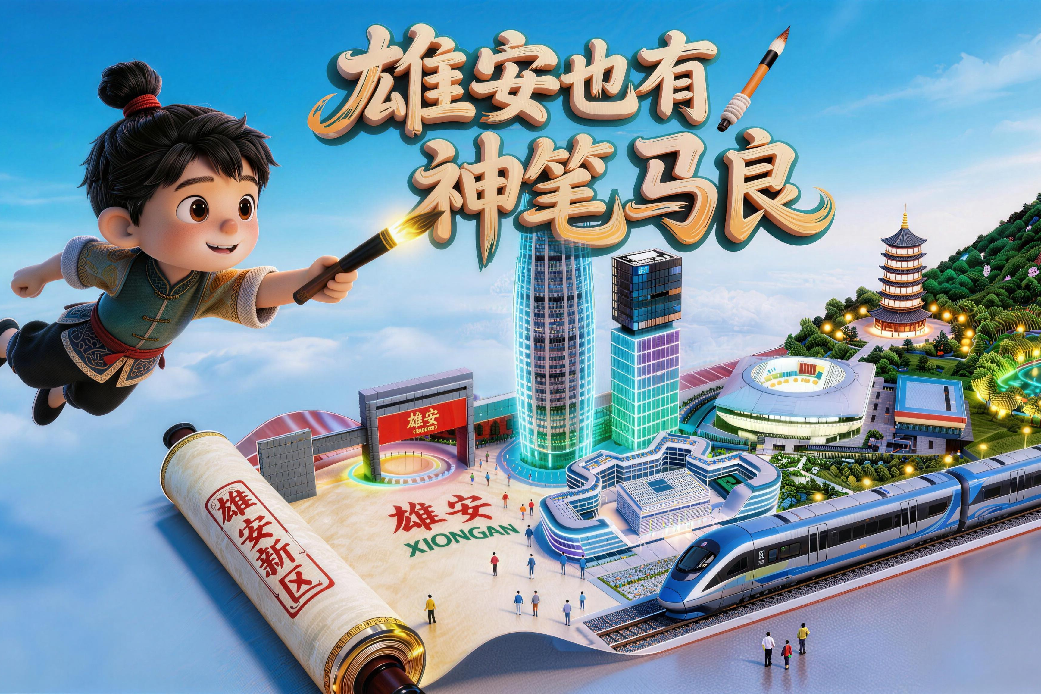 AI创意视频 | 雄安也有“神笔马良”