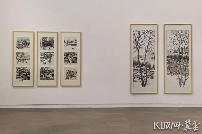 韩秀强钢笔画《太行暖雪》展亮相北京